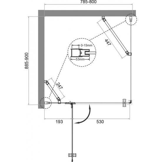 Душевой уголок BelBagno KRAFT-AH-12-80/90-C-Cr-L стекло прозрачное