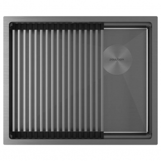Мойка для кухни PAULMARK Next-Pro 54 UNI 540х450x1,2 мм, с ролл-матом, воронёная сталь