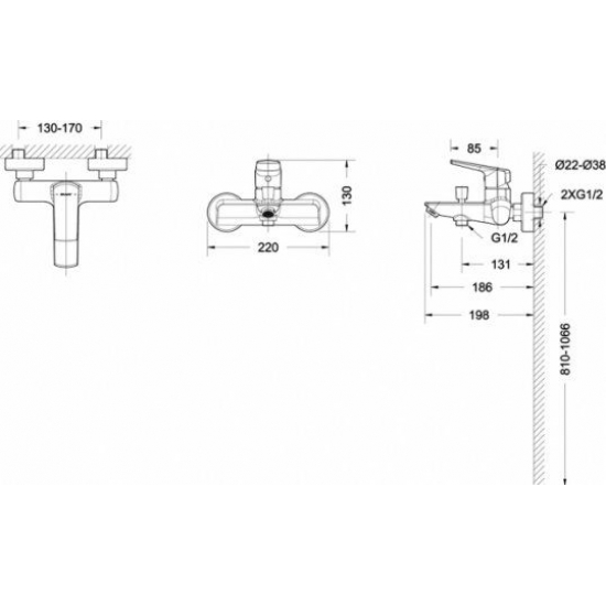 Смеситель для ванны BRAVAT Real F6121179CP-01