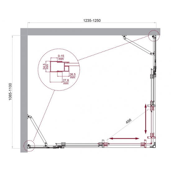 Душевой уголок BelBagno LUCE-AH-22-125/110-C-Cr стекло прозрачное, профиль хром