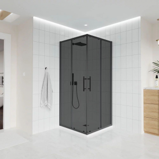 Душевой уголок VECONI Evo 300 B 80x80 стекло тонированное, профиль чёрный