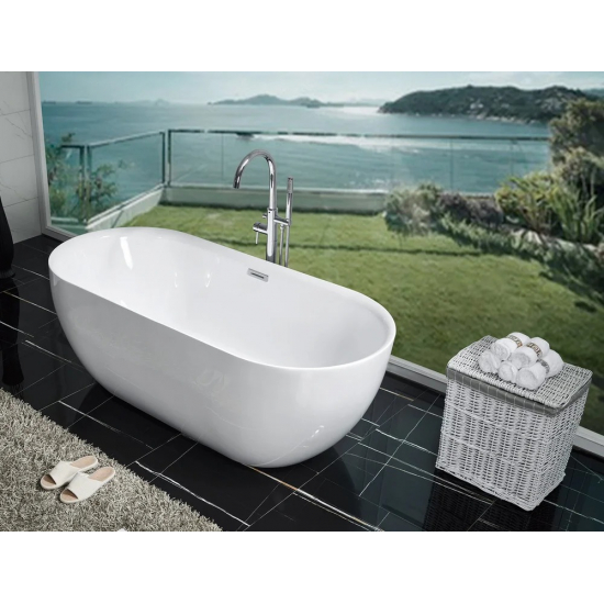 Акриловая ванна AQUANET Delight 208600 170x80 см, отдельностоящая, овальная, со сливом-переливом