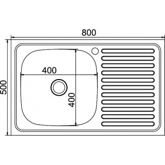 Мойка для кухни MIXLINE 800х500x0,8 мм накладная левая, нержавеющая сталь