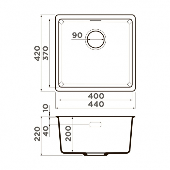 Мойка для кухни OMOIKIRI Kata 44-U 440х420 мм, leningrad grey