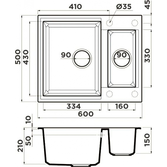 Мойка для кухни OMOIKIRI Sakaime 60-2 1.5 чаши 600х500 мм, leningrad grey