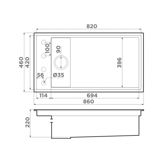 Мойка для кухни OMOIKIRI Kinaru Pro 86-U/I 860х460 мм керамика, белый