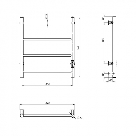 Полотенцесушитель электрический MIXLINE Vega 60x50 201 Вт, белый