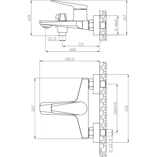 Смеситель для ванны TOKITO Kin TOK-KIN-1014 золотой