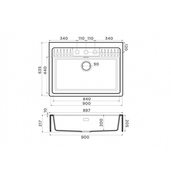 Мойка для кухни OMOIKIRI Kinokawa 90 900х635 мм керамика, leningrad grey