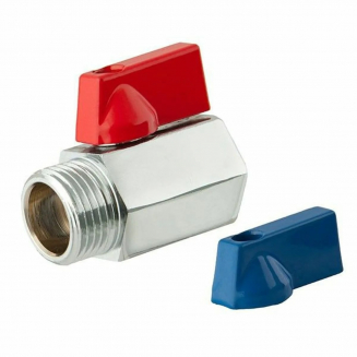 Кран шаровый мини FRAP 1/2" г-ш прямой, 2 флажка в комплекте - синий/красный F242.04