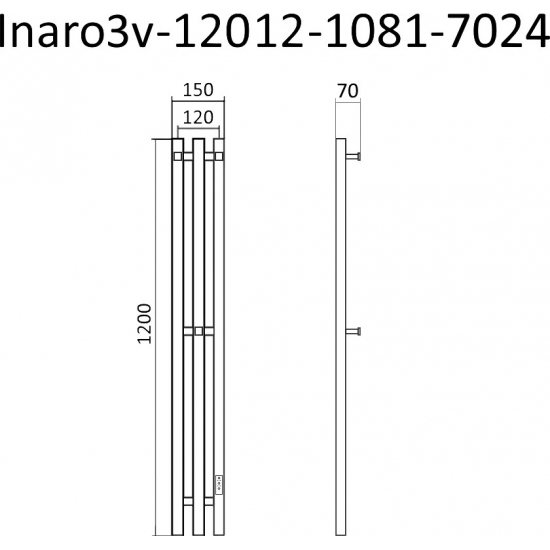 Полотенцесушитель электрический МАРГРОИД Inaro3v профильный Inaro3v 120х12, графитовый серый