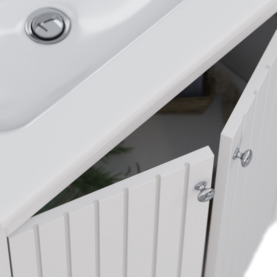 Тумба для комплекта LEMARK Romance 80, 2 дверцы, белый глянец, под раковину Эйфория 80