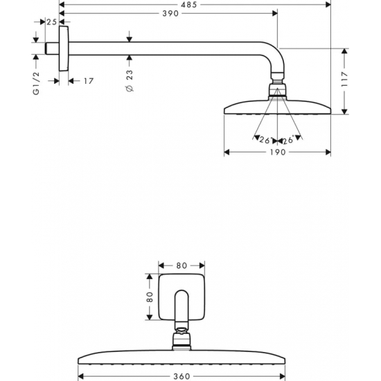 Верхний душ HANSGROHE Raindance E air Raindance E Air 27376000