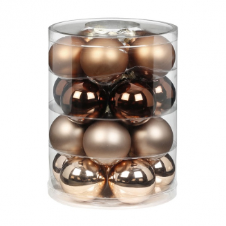 Набор ёлочных шаров, стекло, Ø 6 см, коричневый/бежевый, 20 шт в уп