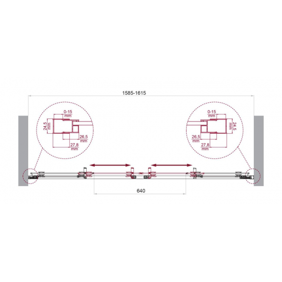Душевая дверь в нишу BelBagno LUCE-BF-2-160-C-Cr стекло прозрачное, профиль хром