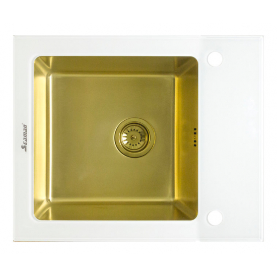 Мойка для кухни врезная SEAMAN Eco Glass SMG-610W Gold (PVD) Slam-shut