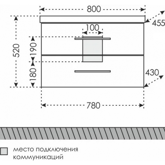 Тумба с раковиной САНТА Венера 80 подвесная, дуб серый