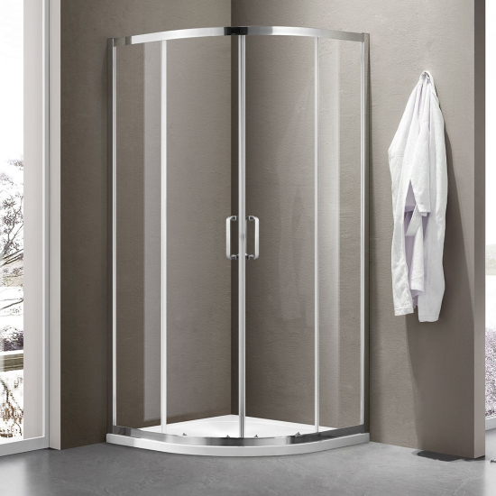 Душевой уголок SANTREK AQUA Iris-R-800-C-Chrome 80x80 стекло прозрачное, профиль хром