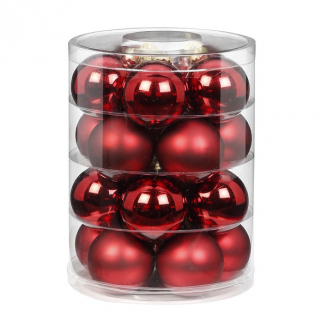 Набор ёлочных шаров, стекло, Ø 6 см, красный блестящий/матовый, 20 шт в уп