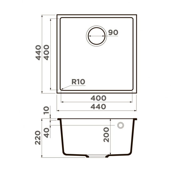 Мойка для кухни OMOIKIRI Bosen 44-U 440х440 мм, leningrad grey