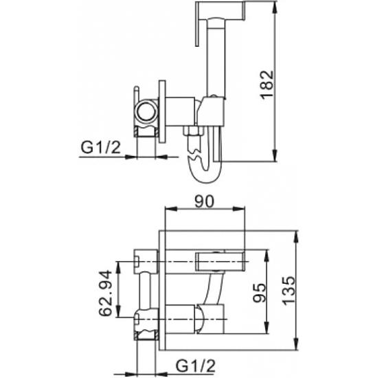 Гигиенический душ HAIBA HB5515-7 встраиваемый, со смесителем, матовый чёрный