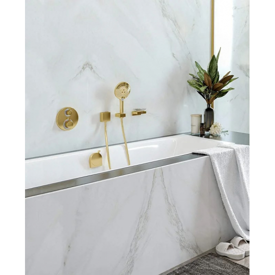 Термостатический смеситель встраиваемый HANSGROHE Ecostat S 15758990 для душа, полированное золото