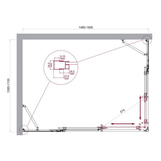 Душевой уголок BelBagno LUCE-AH-22-150/110-C-Cr стекло прозрачное, профиль хром
