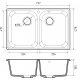 Мойка для кухни GRANFEST Quarz(ECO) Z15 2 чаши 737х478 мм кварцевая, серый