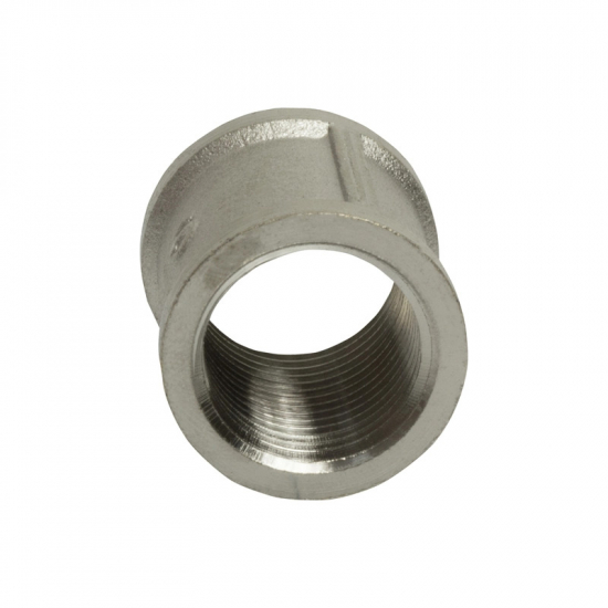 Муфта резьбовая VRT 1/2" x 1/2" латунная 15 мм, никель