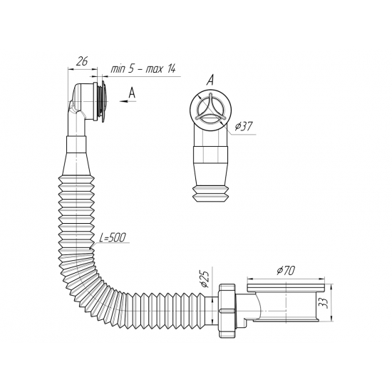 Адаптерное кольцо для мойки АНИ ПЛАСТ N420SR1 с круглым вертикальным переливом длина резьбы 22мм
