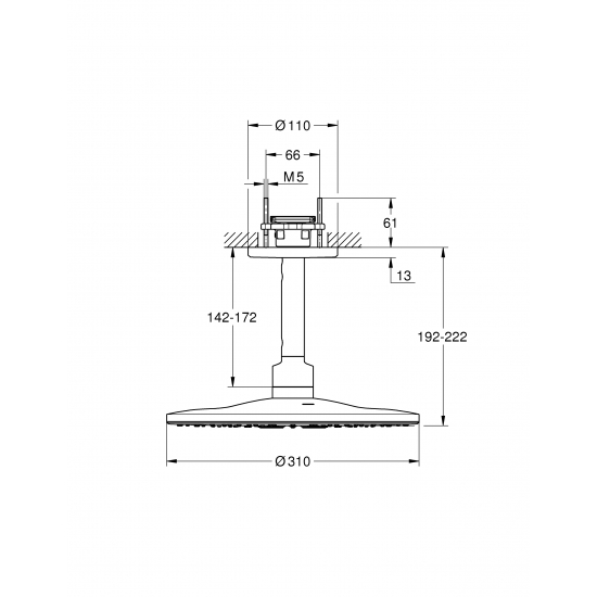 Верхний душ GROHE Rainshower SmartActive 26477000