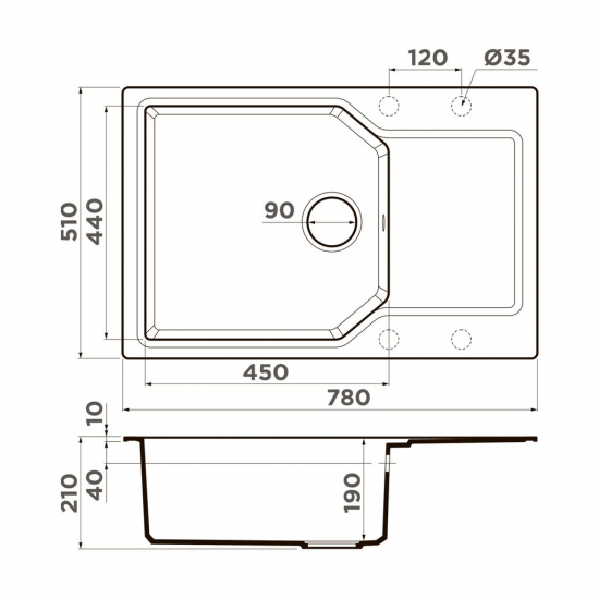 Мойка для кухни OMOIKIRI Yonaka 78-LB чаша+крыло 780х510 мм, leningrad grey