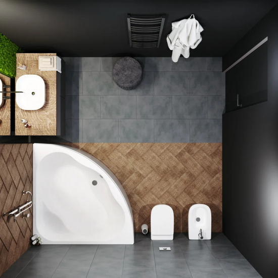 Акриловая ванна 1ACReal ОМР Moscow 150x150 см, угловая, с каркасом, четверть круга