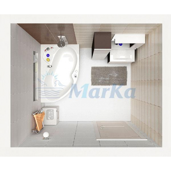 Акриловая ванна 1МАРКА  Aura 160x105 L см, угловая, с каркасом, асимметричная