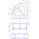 Акриловая ванна 1МАРКА  Cassandra 140x140 см, без опоры угловая, для двоих, четверть круга