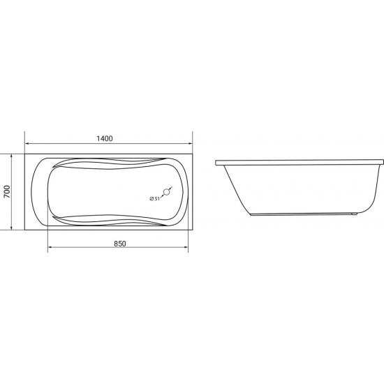 Акриловая ванна 1МАРКА  Classic 140x70 см, без опоры