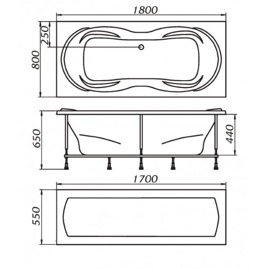 Акриловая ванна 1МАРКА  Dinamika 170x80 см, без опоры