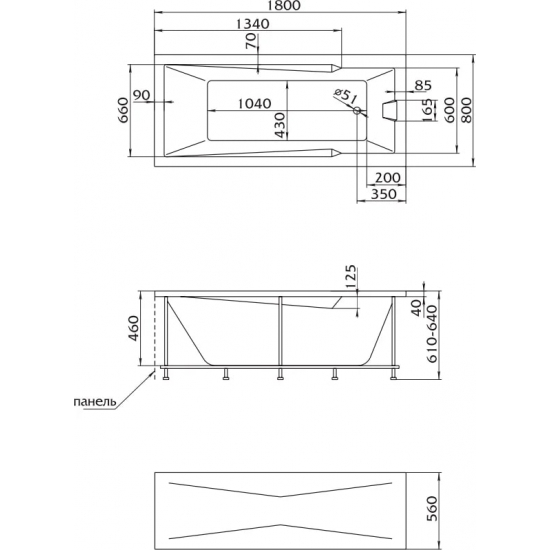 Акриловая ванна 1МАРКА  Raguza 180x80 см, без опоры