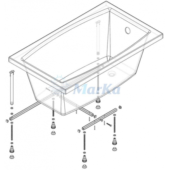 Акриловая ванна 1МАРКА  Viola 120x70 см, с каркасом