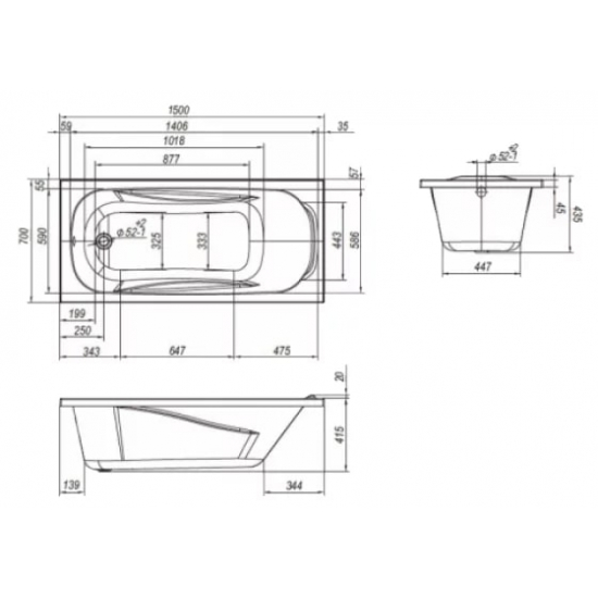 Акриловая ванна ABS LORANTO Арктика 150x70 с каркасом и экраном