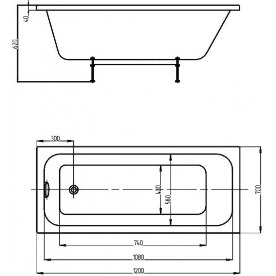 Акриловая ванна АКВАТЕК Мия MIY120-0000001 Eco-Friendly 120x70 см, с каркасом