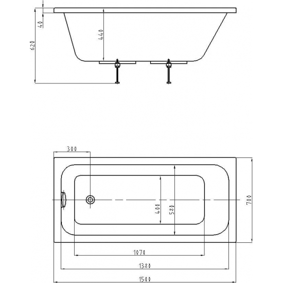 Акриловая ванна АКВАТЕК Мия MIY150-0000001 Eco-Friendly 150x70 см, с каркасом