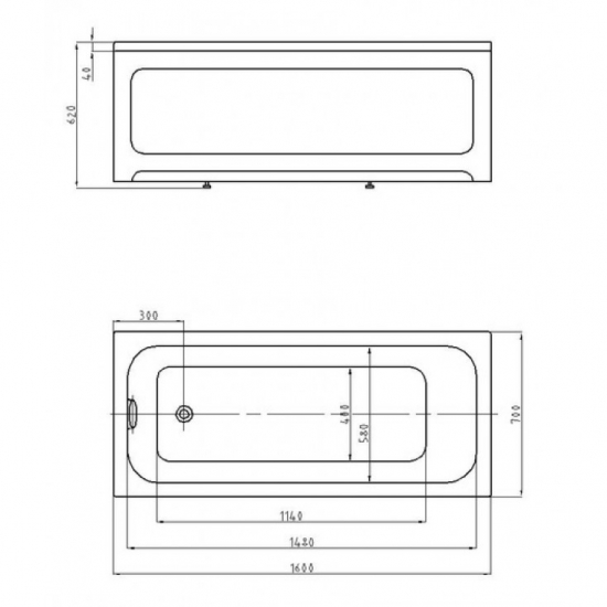 Акриловая ванна АКВАТЕК Мия MIY160-0000001 Eco-Friendly 160x70 см, без опоры