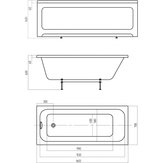 Акриловая ванна АКВАТЕК Мия MIY165-0000001 Eco-Friendly 165x70 см, без опоры