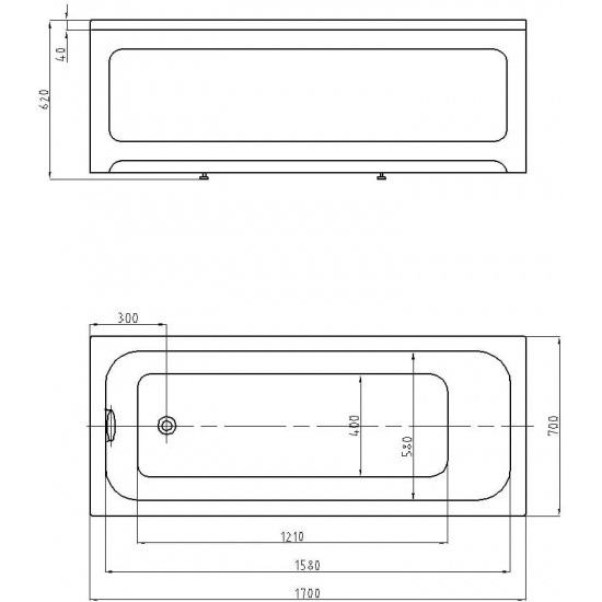 Акриловая ванна АКВАТЕК Мия MIY170-0000004 Eco-Friendly 170x70 см, с каркасом