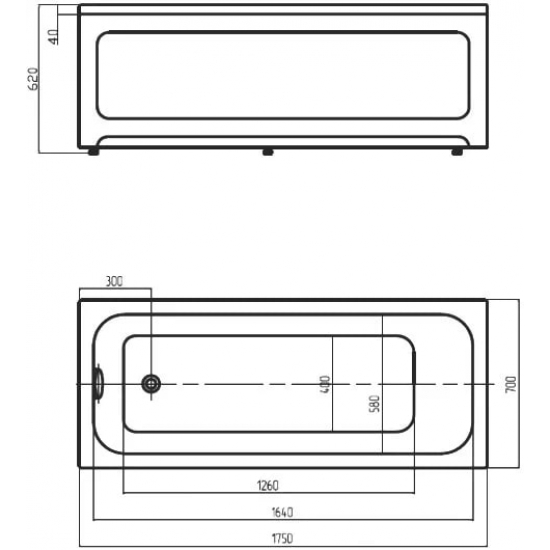 Акриловая ванна АКВАТЕК Мия MIY175-0000001 Eco-Friendly 175x70 см, с каркасом