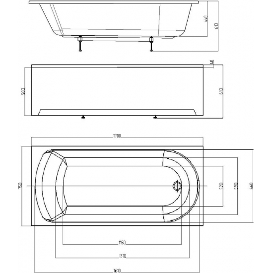 Акриловая ванна АКВАТЕК Ника NIK1700000001 170x75 см, без опоры
