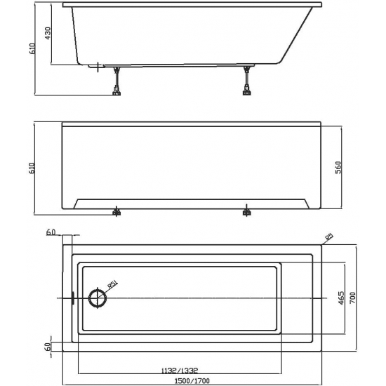 Акриловая ванна АКВАТЕК София SOF170-0000001 170x70 см, без опоры