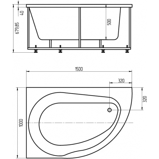 Акриловая ванна АКВАТЕК Вирго VIR150-0000038 150x100 L левая с каркасом и фронтальным экраном