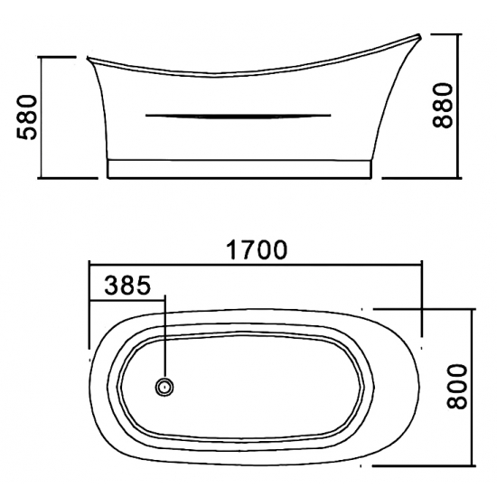 Акриловая ванна  APPOLLO AT-9092 170x80